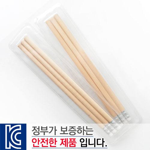 원목 지우개연필 투명 사각 케이스 3P세트