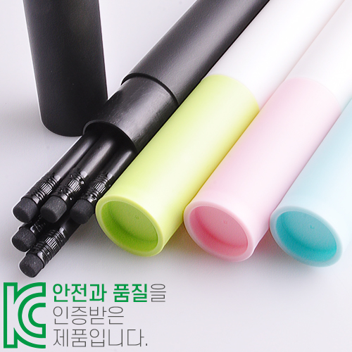 흑목 원형 지우개 연필 5P 바닐라 원통 세트