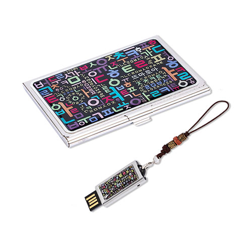 한글 자모음 자개 명함케이스 대용량 USB