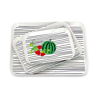 뉴사각 멜라민쟁반(줄딸기) 3p