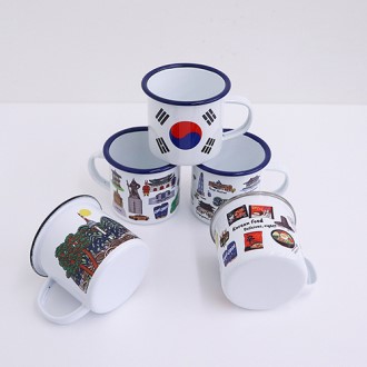 아름누리  일러스트 화이트 법랑머그컵
