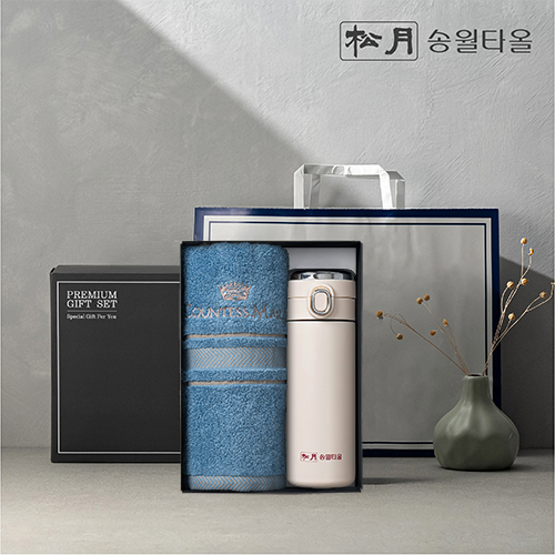 송월 프리미엄 선물 세트 카운테스마라 센치40 1P + 원터치스마트텀블러 420ml 1P