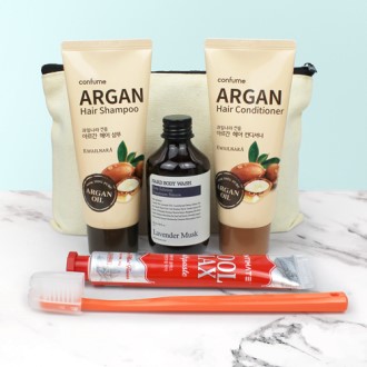 과일나라 아르간 샴푸+컨디셔너 나드 바디워시 + 크리오 쿨맥스 치약+미세모칫솔 + 에코파우치