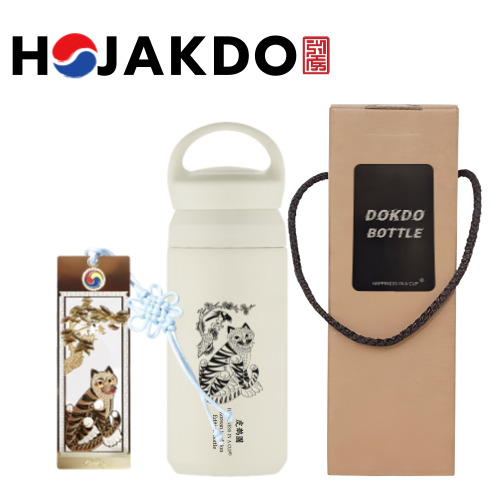 한국전통 까치와호랑이 호작도 도자기 머그 355ml 2P 선물세트