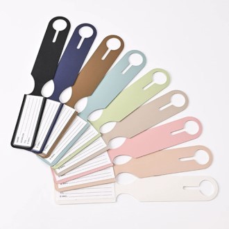 마카롱 컬러 양면 PVC 열프레스 가죽 수하물태그 로고인쇄 판촉물 기념품 J07