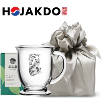 한국전통 까치와호랑이 호작도 머그컵 440ml 오설록 티백 보자기 포장