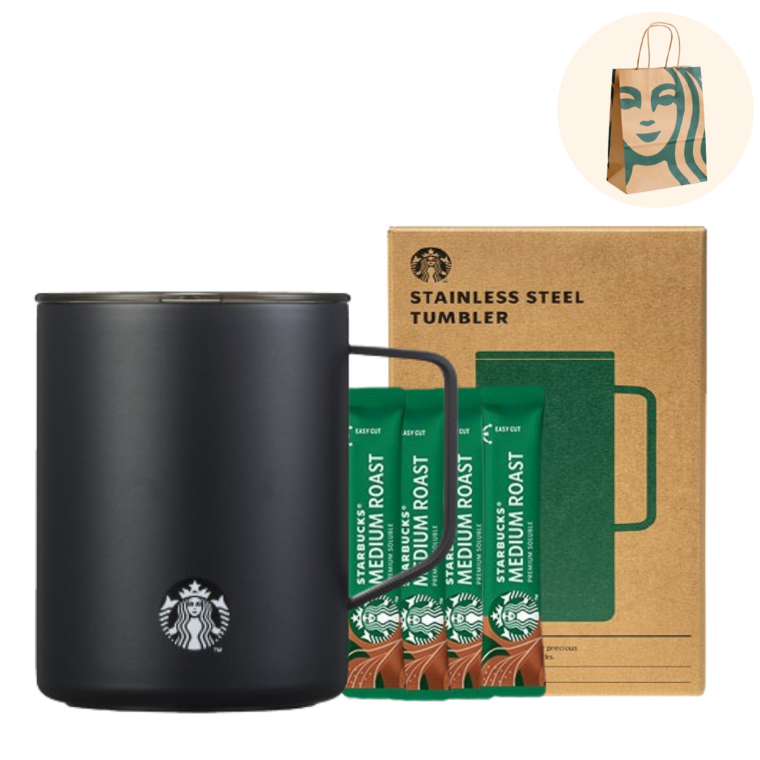 스타벅스 SS 블랙 매트 데비 텀블러 473ml+ 스타벅스 미디움 로스트 커피스틱5p