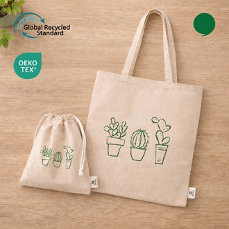 리사이클 베이지 세트 (컬러라이트 베이지 에코백 + 미르셔링 파우치 베이지)