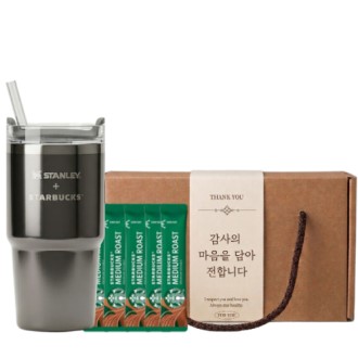 스타벅스 SS 스탠리 시그니처 켄처 591ml + 스타벅스 스틱커피 + 기프트박스