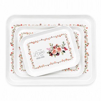 뉴사각 멜라민쟁반(장미) 3p