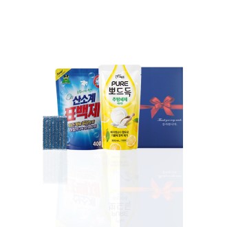 알뜰하게담은 세제세트14호(오투산소계표백제리필1P+퓨어뽀드득리필1P+수세미1P)