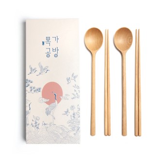 목가공방 천연 오일 순수 달 수저 2인 선물세트