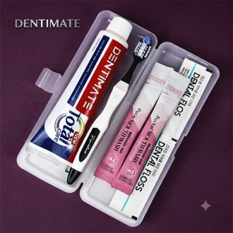 휴대용 양치케이스 대형+ 덴티메이트 치약 150g + 덴티메이트  시그니처 고급칫솔+2080 가글 2개 + 치실 2개 +