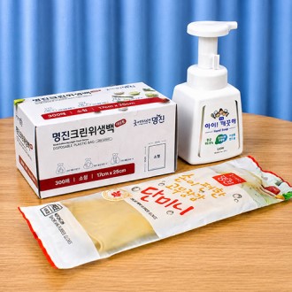 대용량 크린위생백 300매 + 주방전용 아이깨끗해 + 단미니고무장갑 + 끈케이스