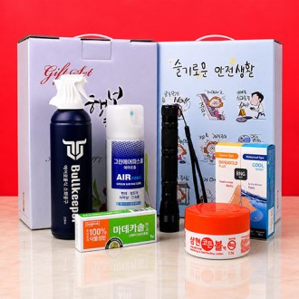 미니소화용구+후레쉬+에어파스+듀얼밴드(표준+방수밴드)+알콜솜 소독제+마데카솔 연고+슬기로운 안전생활 케이스