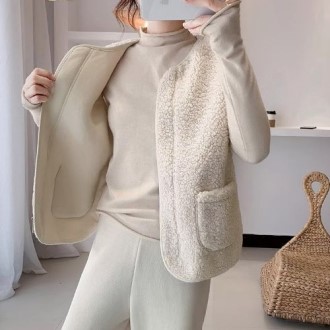 따뜻한 양털 뽀글이 조끼 지퍼형