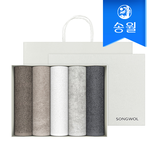 송월타월 뉴컬러무지 5매 선물세트+쇼핑백 답례품