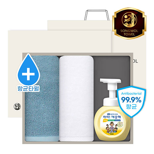 송월 완벽 항균 케어 3P 세트 (아이깨끗해 핸드워시 1개 +항균 150g 타올 2매)