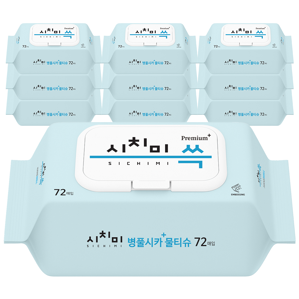 시치미쓱 병풀시카 플러스 캡형 물티슈 72매 1팩