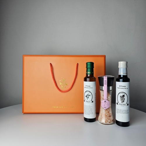 올리브오일 250ml + 발사믹식초 250ml + 핑크솔트200g 글라인더포함 선물세트