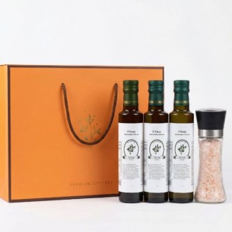 올리브오일 250ml x 3p + 핑크솔트200g 글라인더포함 선물세트